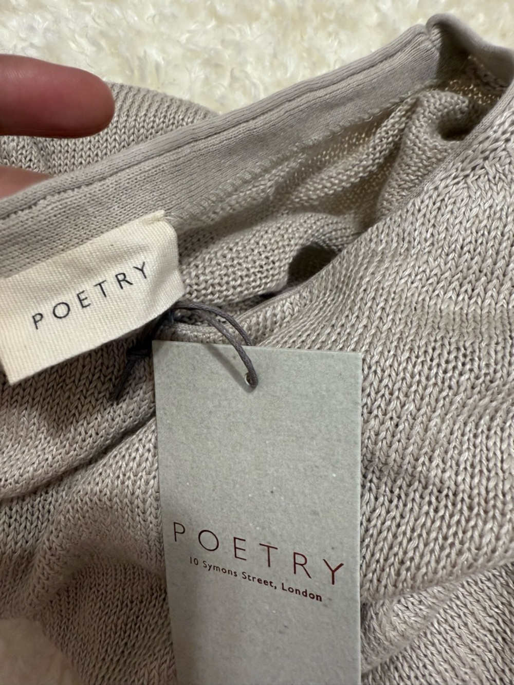 Poetry Women’s SIZE 14 Délavé Linen Knitted Top in Parchment - Picture 2 of 7